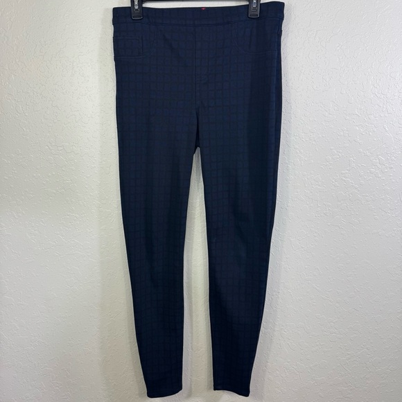 SPANX pants Jean-ish large pull on checkered‎ ankle leggings Blue Skinny Pants - Picture 2 of 9